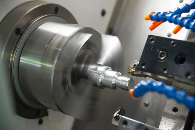 CNC turning of a metal part on a lathe