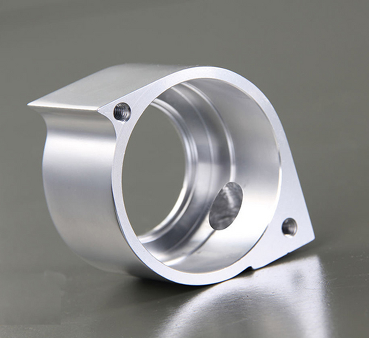CNC turning aluminum metal part, showing precision lathe machining, high-quality surface finish, and custom component production.