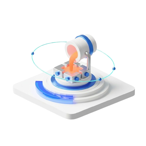 Metal casting icon representing precision foundry processes, molten metal molding, and advanced manufacturing solutions.