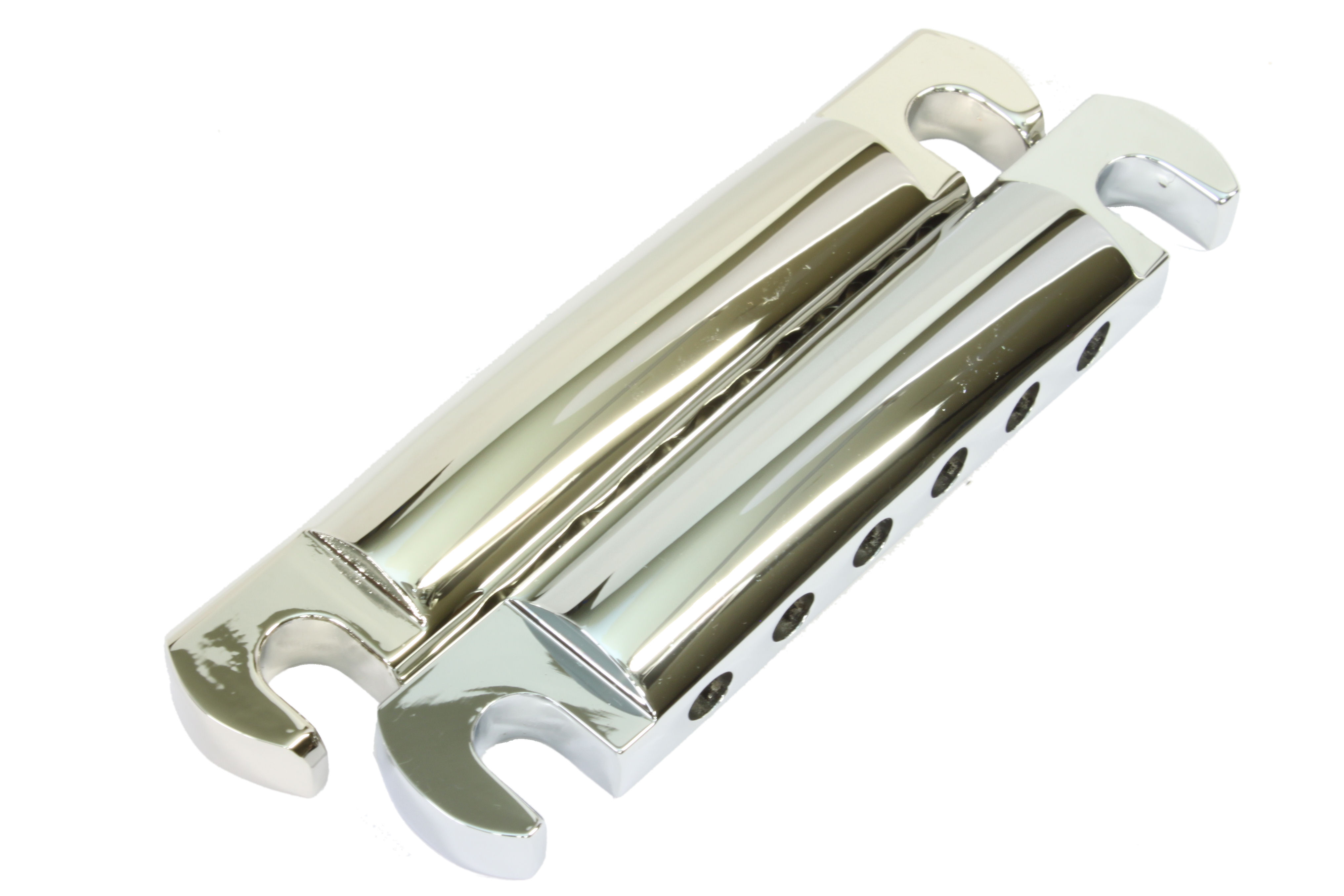 Custom metal part with a reflective chrome-plated surface finish