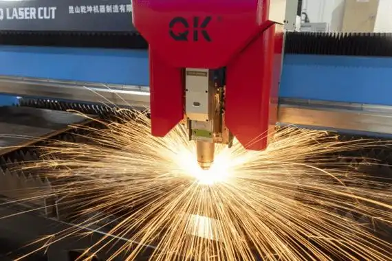 CO₂ laser cutting process for precise and clean cutting of metal, acrylic, and plastic materials.