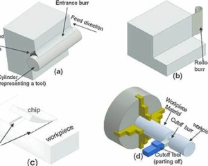Burr formation during CNC machining cutting process